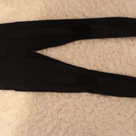 🚆EXPRESS🚆 Black Ripped Knee High Rise Jeans - Picture 2 of 3